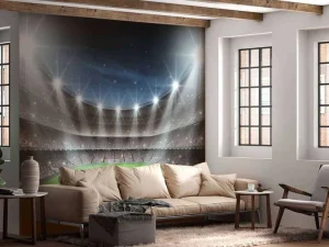 Online Verlicht voetbalstadion met sterrenhemel fotobehang Tienerkamer | Kinderkamer