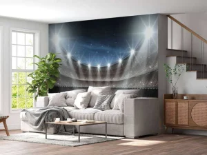 Online Verlicht voetbalstadion met sterrenhemel fotobehang Tienerkamer | Kinderkamer
