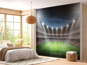 Online Verlicht voetbalstadion met sterrenhemel fotobehang Tienerkamer | Kinderkamer