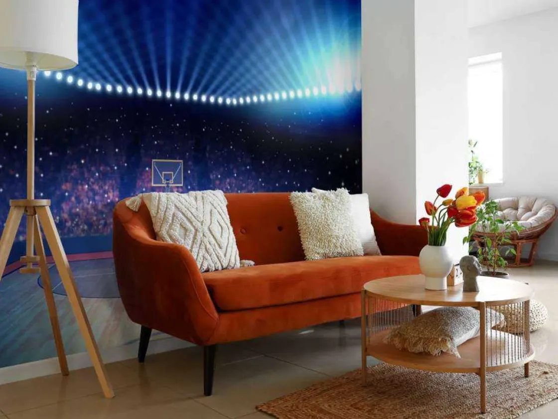 verlichte_basketbal_arena_10.webp Sale Verlichte basketbal arena fotobehang Kinderkamer | Sport