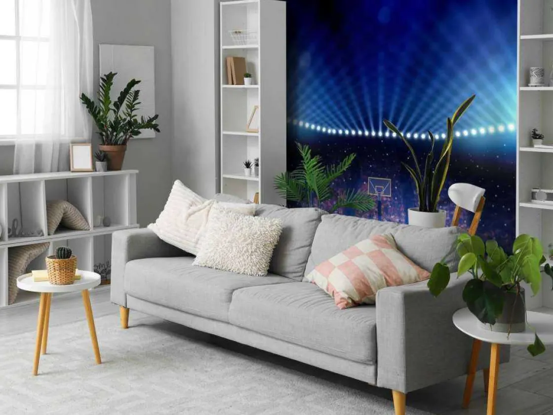 verlichte_basketbal_arena_2.webp Sale Verlichte basketbal arena fotobehang Kinderkamer | Sport