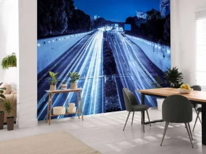 Sale Verlichte snelweg in de avond fotobehang Architectuur