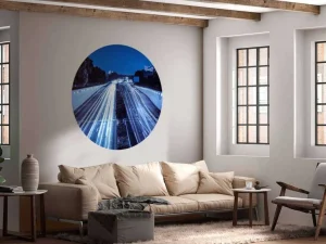 Sale Verlichte snelweg in de avond fotobehang Architectuur