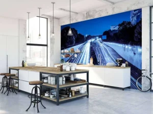 Sale Verlichte snelweg in de avond fotobehang Architectuur