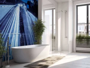 Sale Verlichte snelweg in de avond fotobehang Architectuur