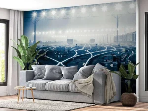 Hot Verlichte spoorwissels fotobehang Transport