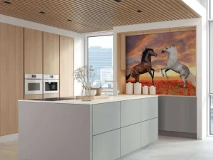 Fashion Verliefde paarden in een bloemenveld fotobehang Kinderkamer | Bloemen
