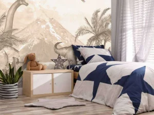 Fashion Verschillende dino's in taupe Kinderkamer | Dieren