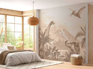 Fashion Verschillende dino's in taupe Kinderkamer | Dieren