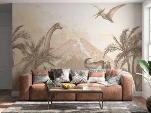 Fashion Verschillende dino's in taupe Kinderkamer | Dieren
