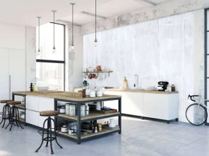Sale Verticale witte houten planken fotobehang Gang | Oppervlakten