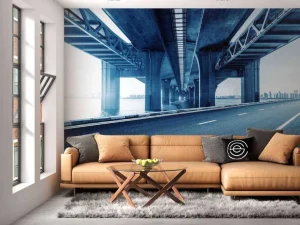 New Viaduct boven een snelweg fotobehang Architectuur