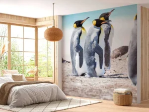 Sale Vier pinguïns verkennen de Noordpool fotobehang Tienerkamer | Dieren