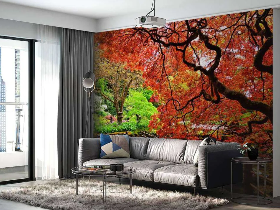 vijver_met_een_overhangen_10.webp Clearance Vijver met een overhangende rode Japanse esdoorn fotobehang Bloemen