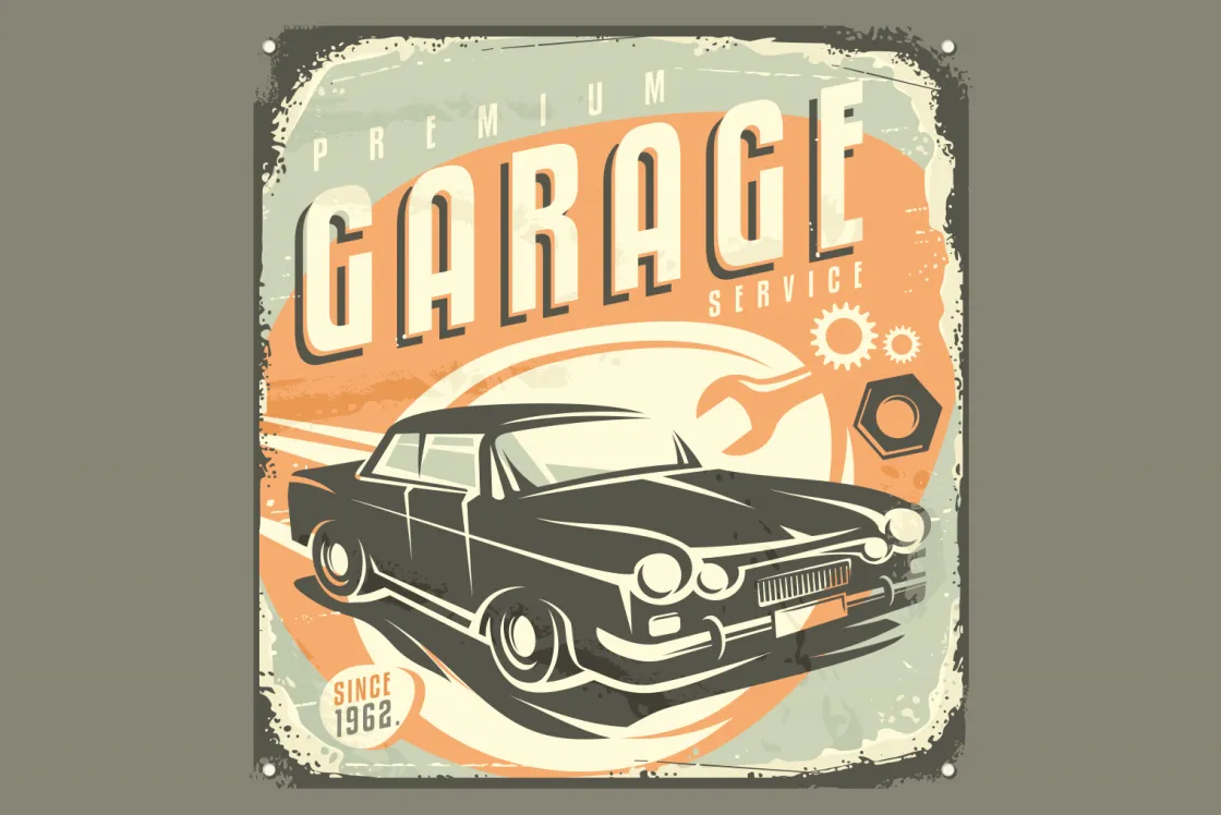 vintage_auto_embleem_foto_0.webp Sale Vintage auto embleem fotobehang Kinderkamer | Transport
