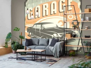 Sale Vintage auto embleem fotobehang Kinderkamer | Transport