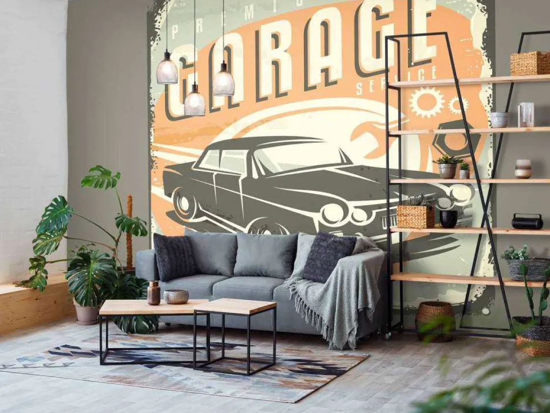vintage_auto_embleem_foto_2.webp Sale Vintage auto embleem fotobehang Kinderkamer | Transport