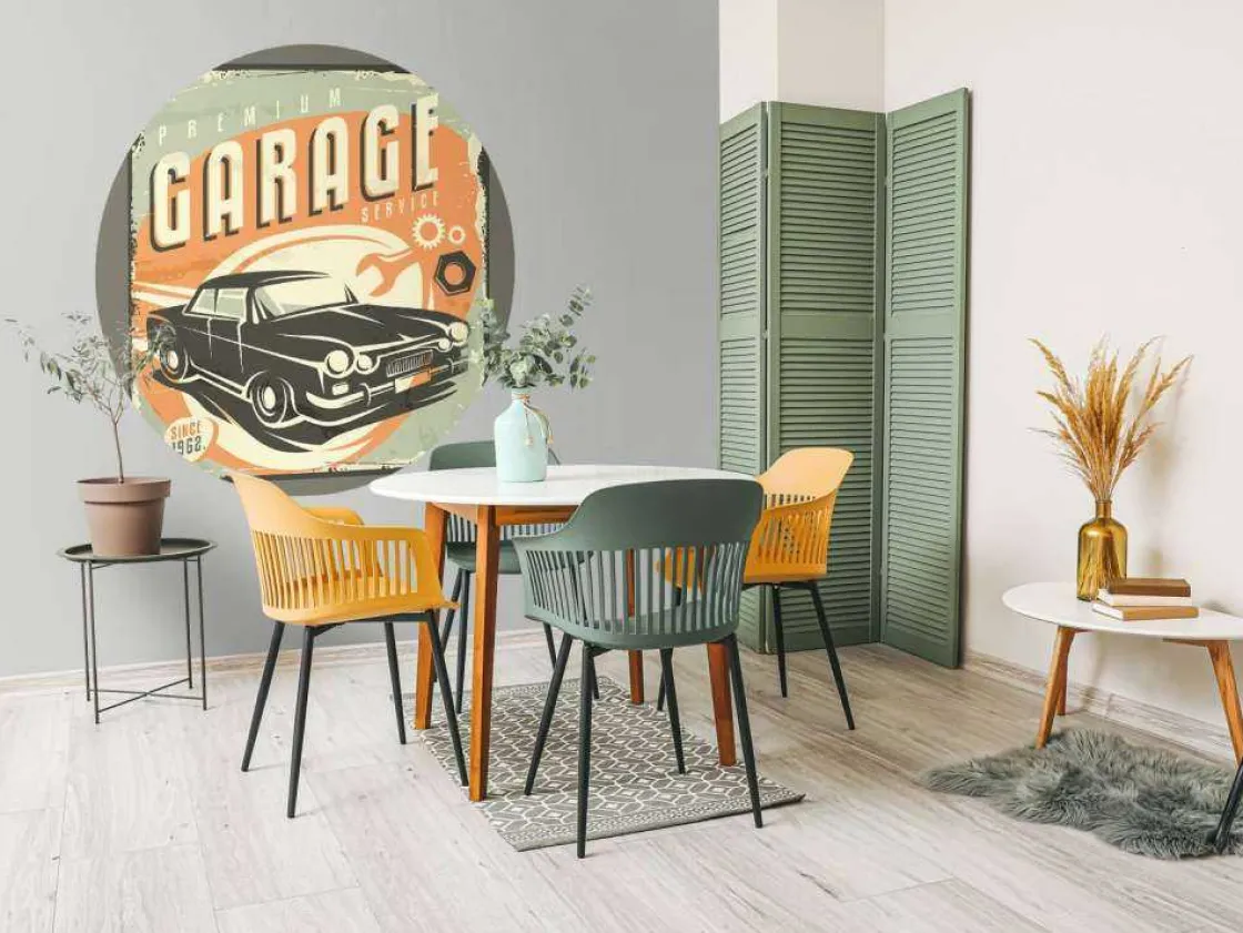 vintage_auto_embleem_foto_8.webp Sale Vintage auto embleem fotobehang Kinderkamer | Transport