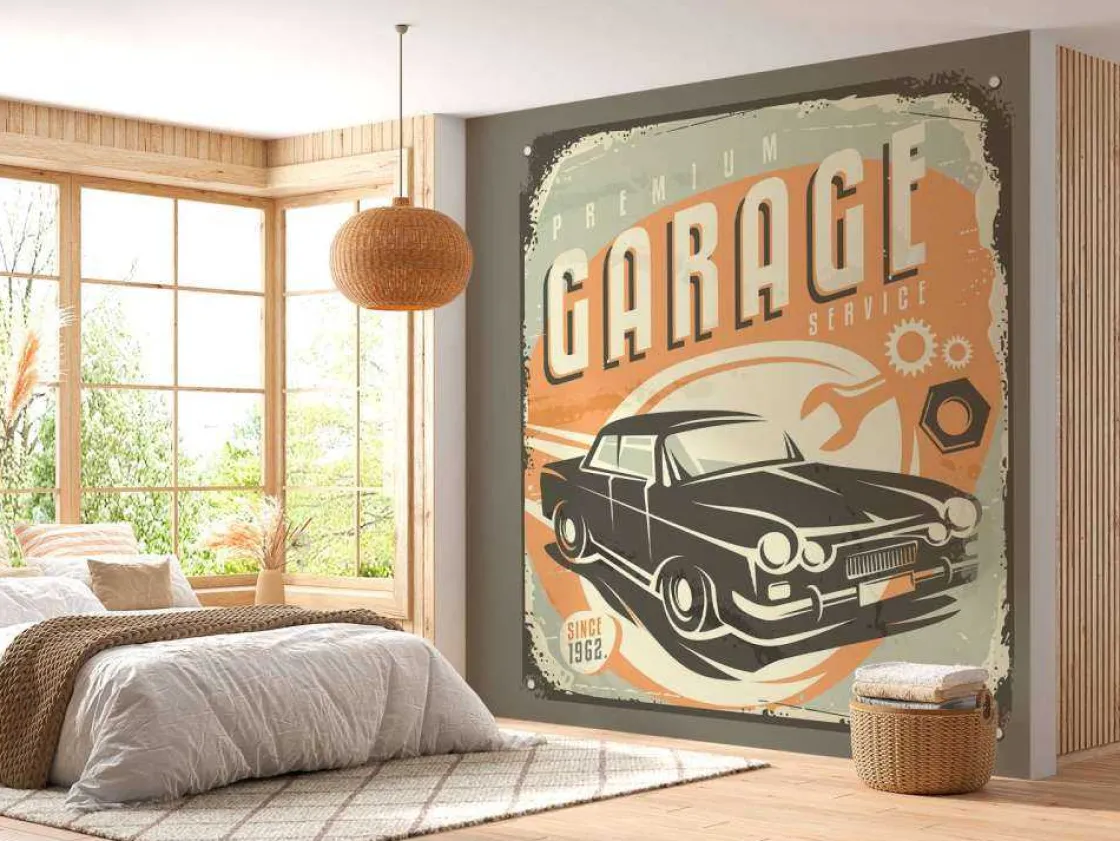 vintage_auto_embleem_foto_9.webp Sale Vintage auto embleem fotobehang Kinderkamer | Transport