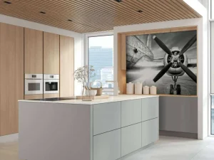 Online Vintage vliegtuig in zwart-wit fotobehang Tienerkamer | Transport