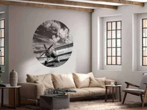 Discount Vintage vliegtuig onder een bewolkte hemel fotobehang Transport