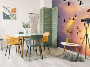 Clearance Vliegende aalscholvers bij zonsondergang fotobehang Dieren