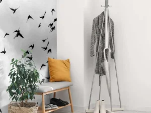 Best Vliegende duiven in zwart-wit fotobehang Dieren