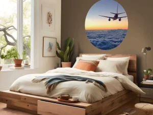Sale Vliegtuig in de avond boven de wolken fotobehang Transport