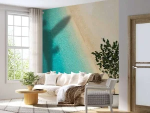 Outlet Vliegtuig schaduw op een tropisch strand fotobehang Transport