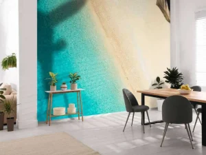Outlet Vliegtuig schaduw op een tropisch strand fotobehang Transport