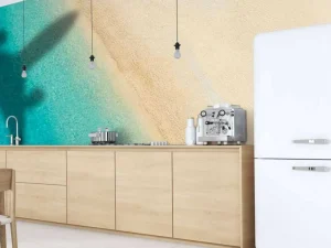 Outlet Vliegtuig schaduw op een tropisch strand fotobehang Transport