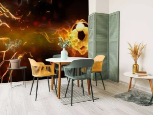 Discount Voetbal brandt door het net fotobehang Tienerkamer | Kinderkamer