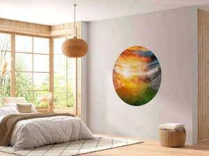 Online Voetbalstadion ingang bij zonsondergang fotobehang Tienerkamer | Kinderkamer
