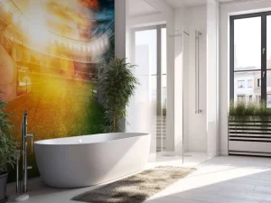 Online Voetbalstadion ingang bij zonsondergang fotobehang Tienerkamer | Kinderkamer