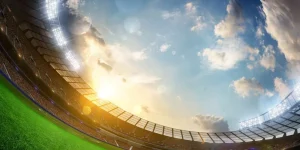 Best Voetbalstadion met zonsopkomst fotobehang Tienerkamer | Kinderkamer