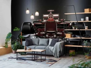 Online Voorzijde van een rode Formule 1-auto fotobehang Kinderkamer | Transport