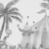 Online Vrolijke circus dieren grijs Kinderkamer