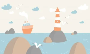 Hot Vuurtoren op zee fotobehang Babykamer