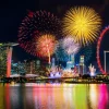 Sale Vuurwerkshow in Singapore fotobehang Architectuur