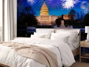 New Vuurwerkshow in Washington fotobehang Architectuur