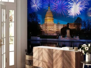 New Vuurwerkshow in Washington fotobehang Architectuur