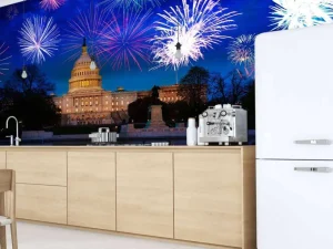 New Vuurwerkshow in Washington fotobehang Architectuur