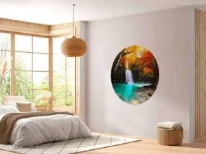 Clearance Waterval in het diepe woud fotobehang Bloemen