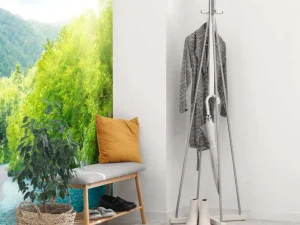 Fashion Waterval tussen de bergen fotobehang Bloemen