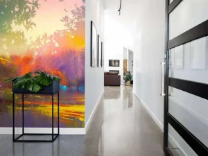 Online Wazig kleurrijk landschap schilderij fotobehang Kunst & Design