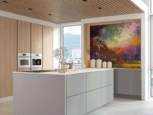 Online Wazig kleurrijk landschap schilderij fotobehang Kunst & Design