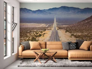 Hot Weg door een Amerikaanse woestijn fotobehang 3d