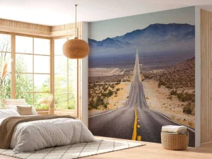 Hot Weg door een Amerikaanse woestijn fotobehang 3d