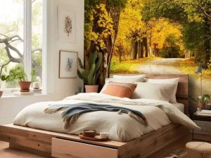 Clearance Weg met Bomen in de Herfst fotobehang Bloemen | 3d