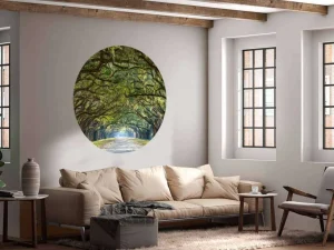 Fashion Weg met Eiken Bomen fotobehang Bloemen | 3d